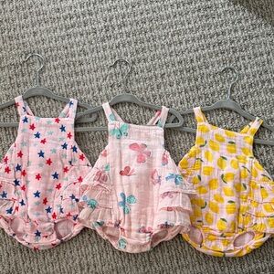Bundle of 3 Baby Rompers with Fun Patterns